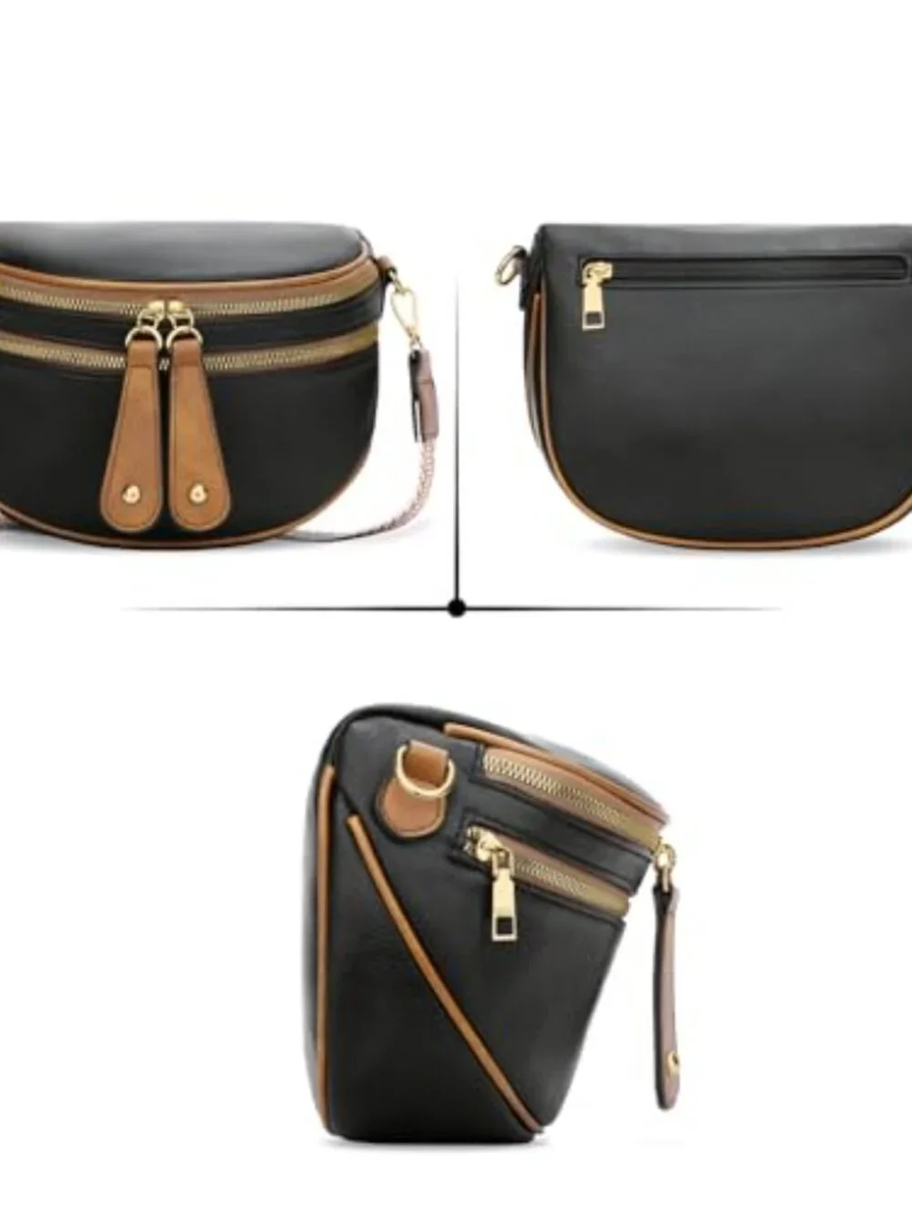 Vegan Leather Crossbody Sling Bag Adjustable Strap Chest Bag